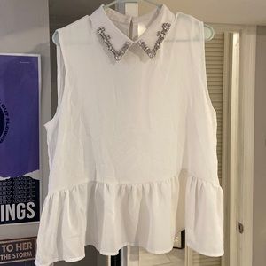 XL Beaded collar blouse tank